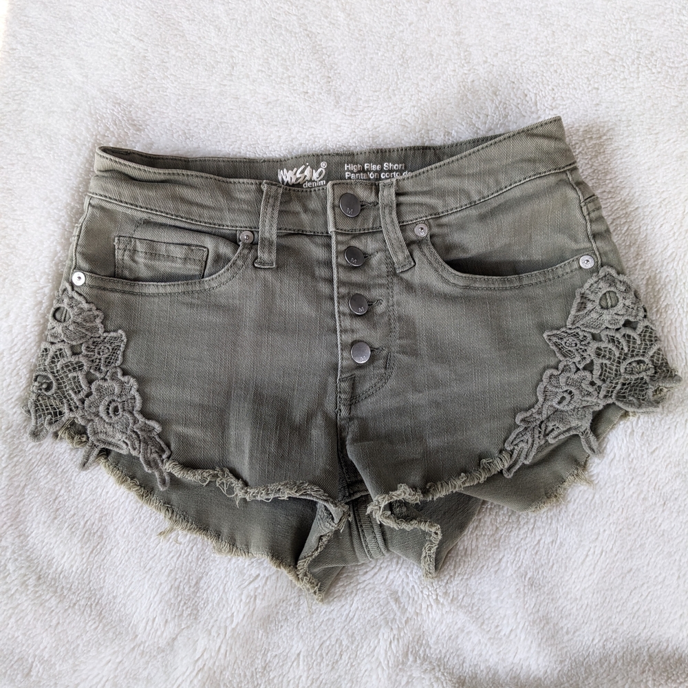 Mossimo Supply Co. Green Jean Shorts with Lace Trim
